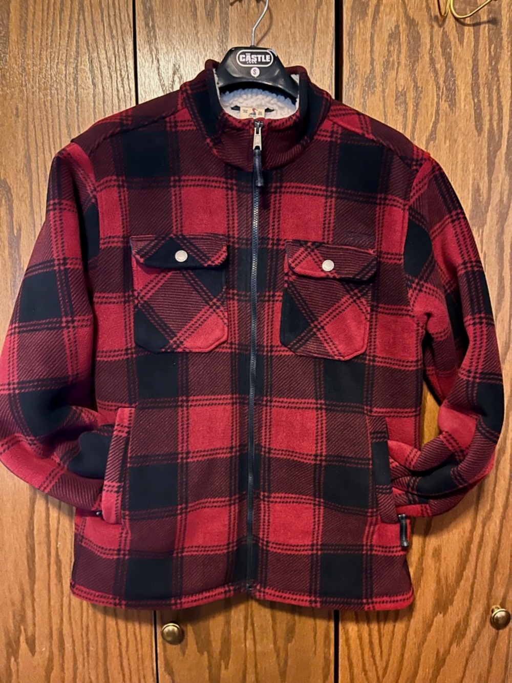 Redhead  Brand Men’s Red and Black Buffalo  Plaid Heavy Fleece Jacket - Sz Med